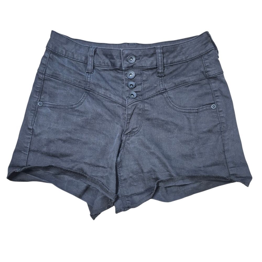 Black Heart Hot Topic Black High Rise Denim Shorts Goth Emo Rave Juniors Size 3
